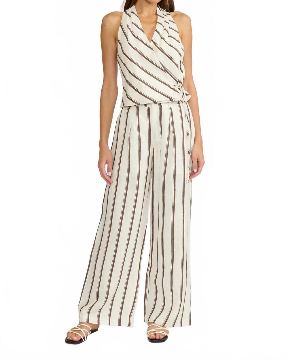 NEW LUCY PARIS women's lola striped wrap top in white